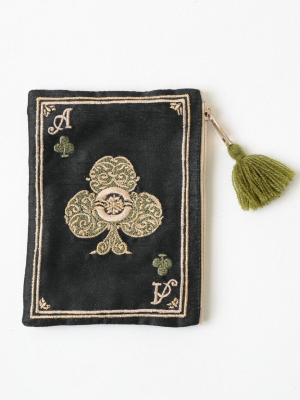 Bohemian Embroidered Poker Pattern Cosmetic Bag, Club Pattern